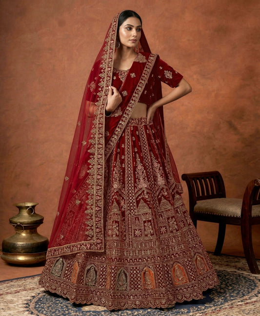 Latest Semi Stitched Velvet Lehenga Choli With Dupatta.