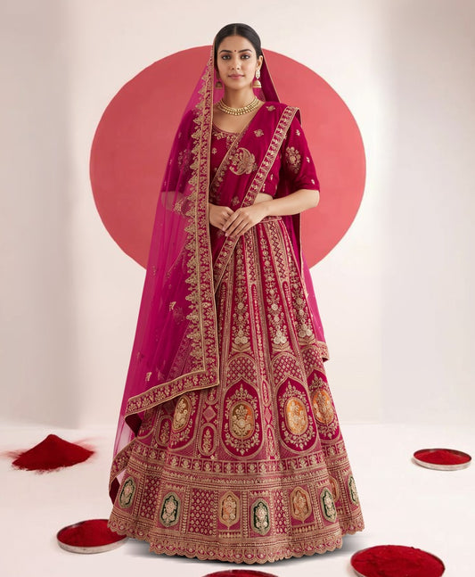 Latest Semi Stitched Velvet Lehenga Choli With Dupatta.