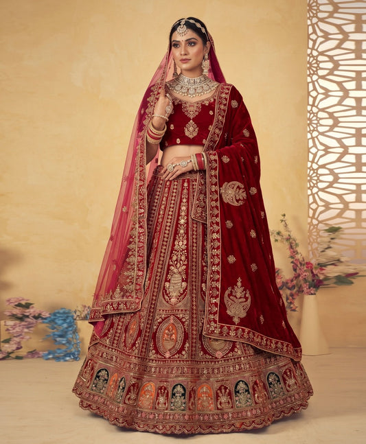 Latest Semi Stitched Velvet Lehenga Choli With Dupatta.
