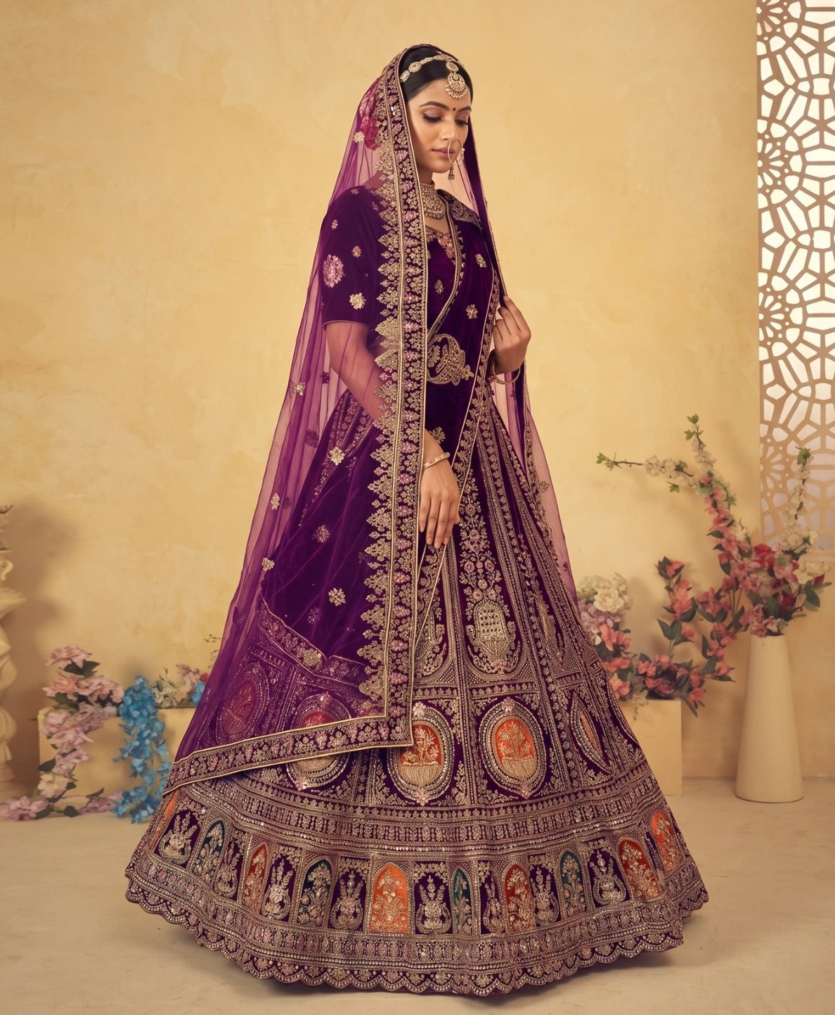 Latest Semi Stitched Velvet Lehenga Choli With Dupatta.