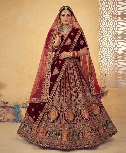 Latest Semi Stitched Velvet Lehenga Choli With Dupatta.