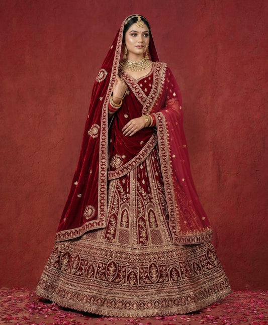 Latest Semi Stitched Velvet Lehenga Choli With Dupatta.