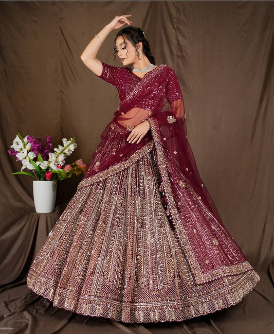Latest Semi Stitched Netted Lehenga Choli With Dupatta.