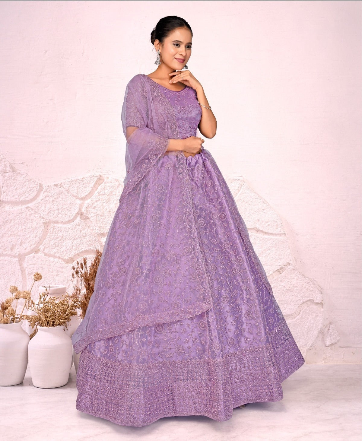 Latest Netted Semi Stitched Lehenga Choli With Dupatta