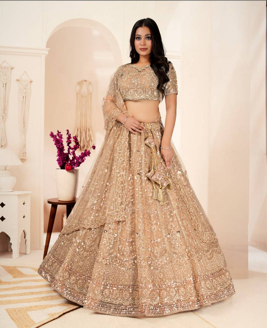 Latest Semi Stitched Netted Lehenga Choli With Dupatta.