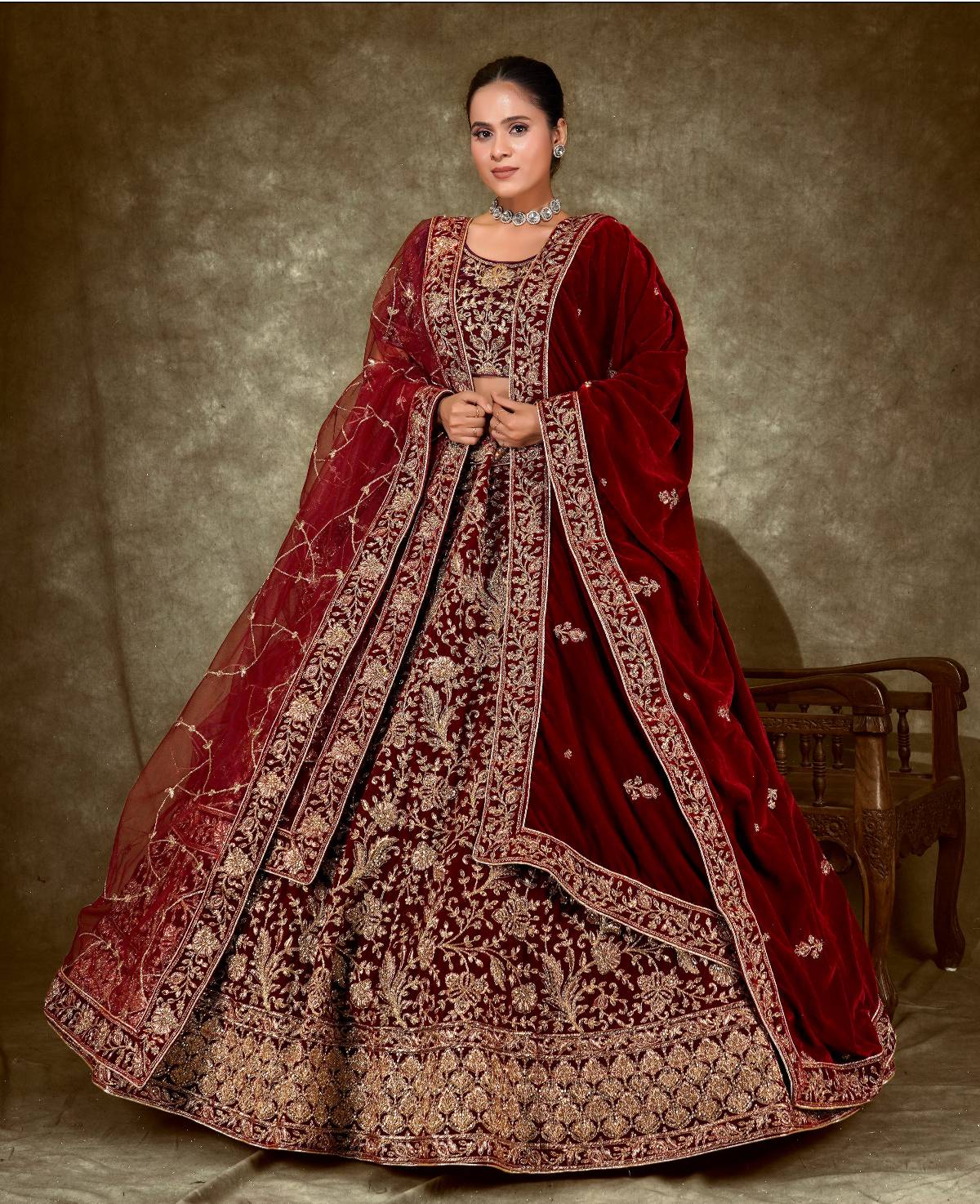 Latest Semi Stitched Velvet Lehenga Choli With Dupatta.