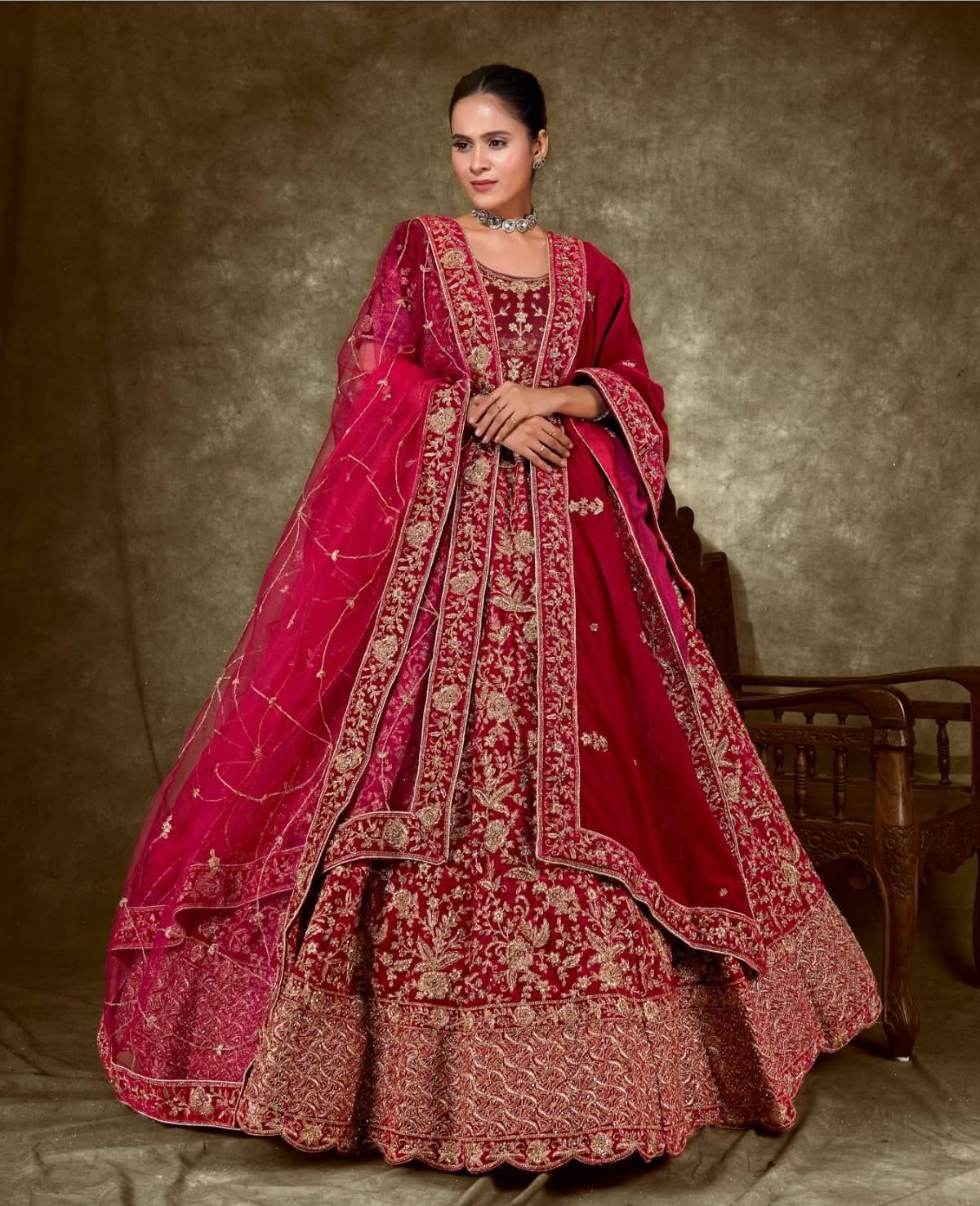 Latest Semi Stitched Velvet Lehenga Choli With Dupatta.