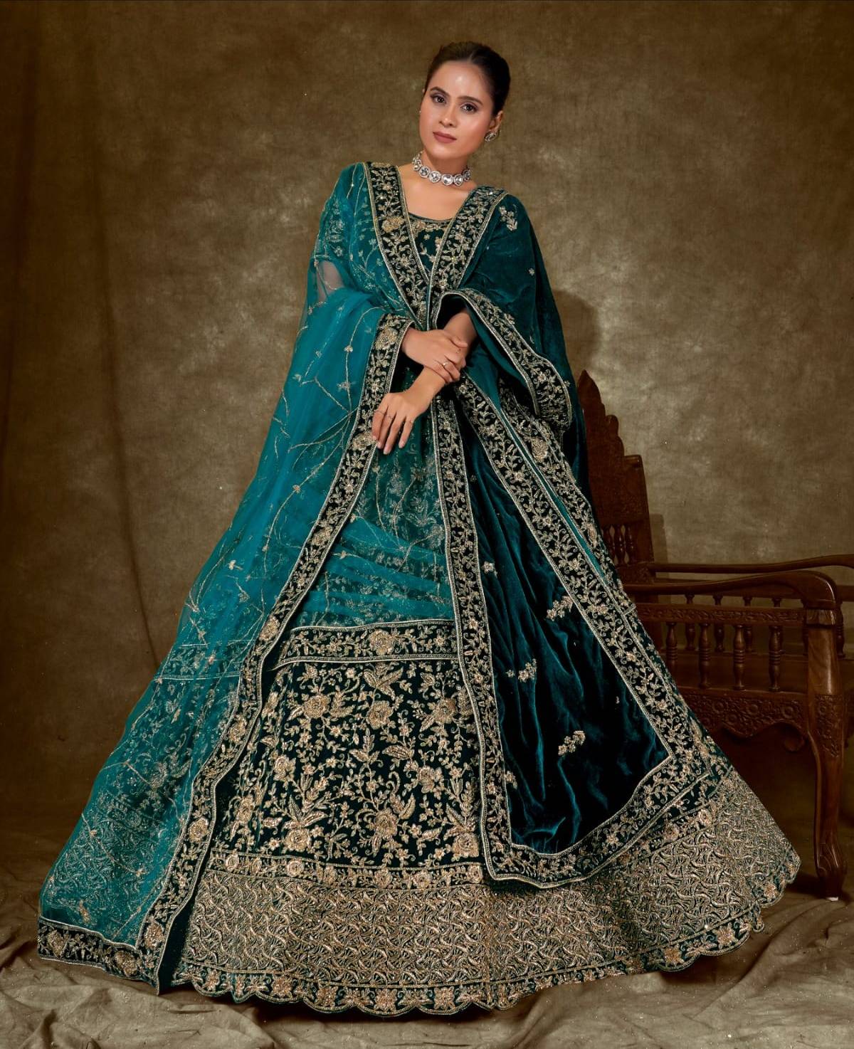 Latest Semi Stitched Velvet Lehenga Choli With Dupatta.