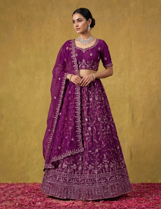 Latest Netted Semi Stitched Lehenga Choli With Dupatta