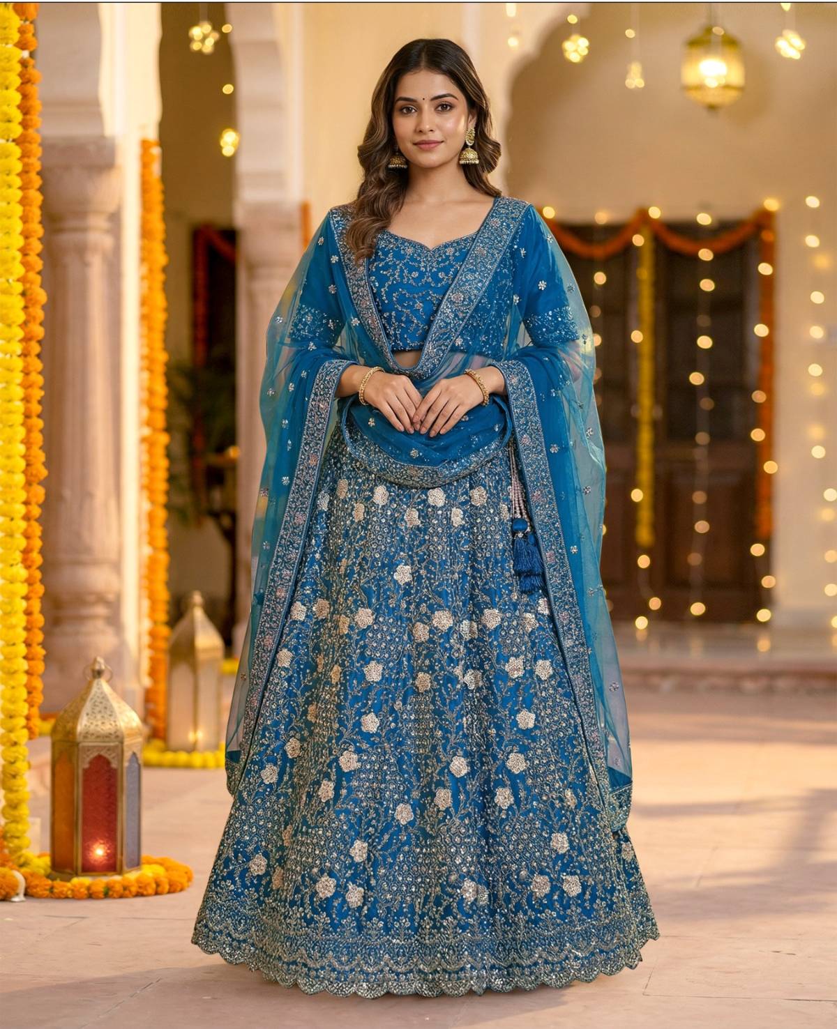 Latest Semi Stitched Netted Lehenga Choli With Dupatta.