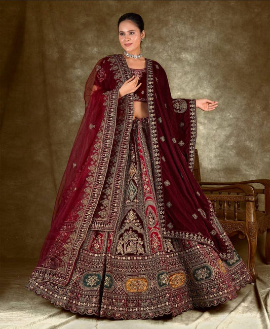 Latest Semi Stitched Velvet Lehenga Choli With Dupatta.