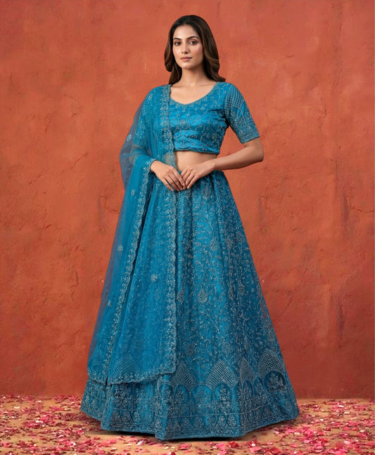 Latest Netted Semi Stitched Lehenga Choli With Dupatta