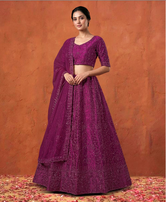 Latest Netted Semi Stitched Lehenga Choli With Dupatta