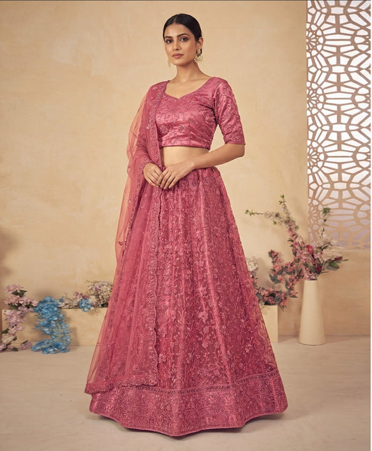 Latest Netted Semi Stitched Lehenga Choli With Dupatta