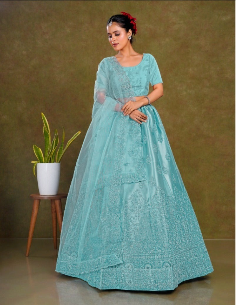 Latest Netted Semi Stitched Lehenga Choli With Dupatta