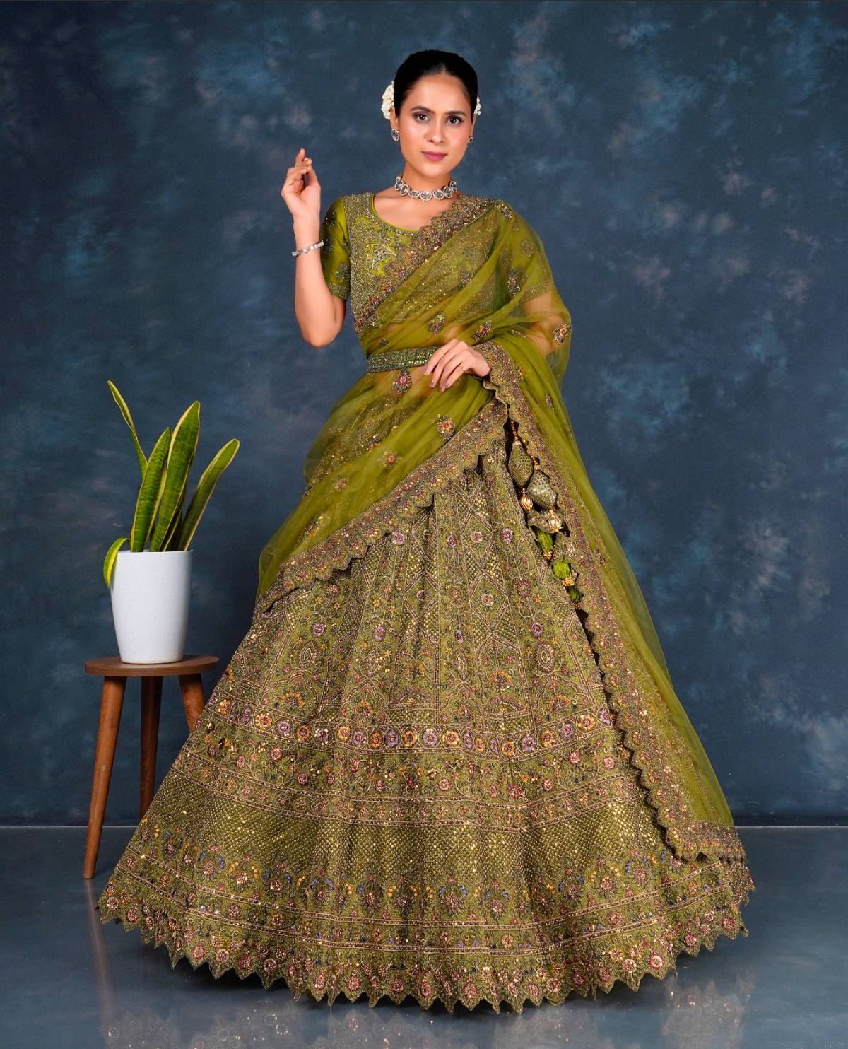 Latest Semi Stitched Netted Lehenga Choli With Dupatta.