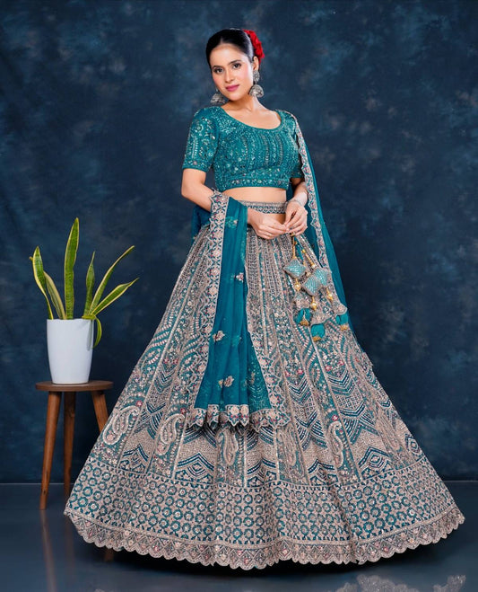 Latest Semi Stitched Netted Lehenga Choli With Dupatta.