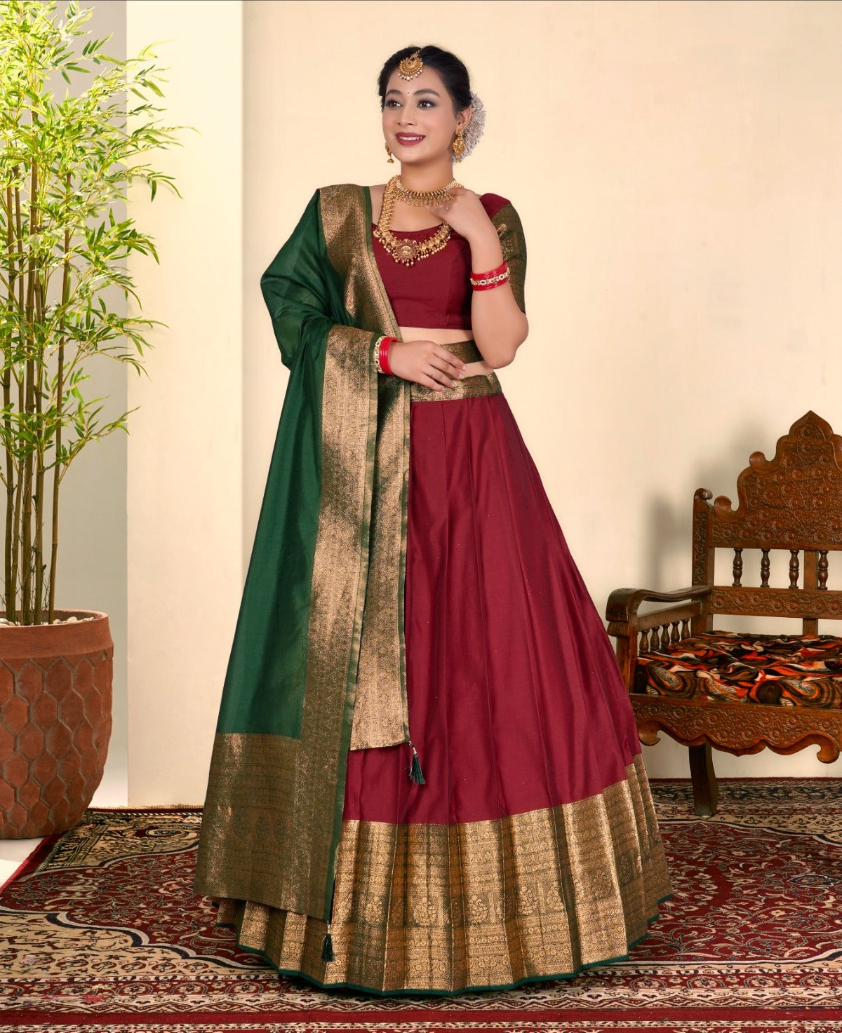 Latest Banarasi Semi Stitched Lehenga Choli With Dupatta