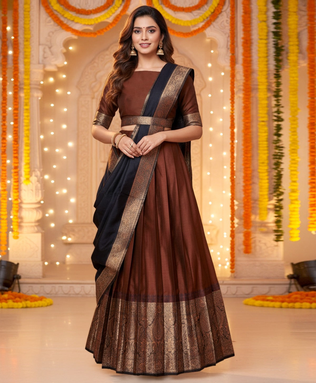 Latest Banarasi Semi Stitched Lehenga Choli With Dupatta