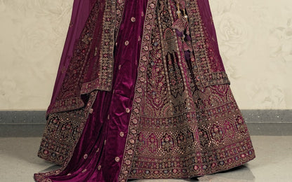New Semi Stitiched Velvet Bridal Lehenga Choli