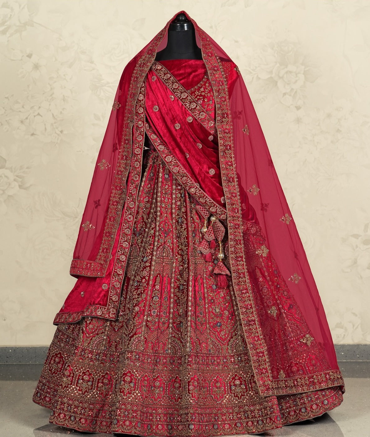 New Semi Stitiched Velvet Bridal Lehenga Choli