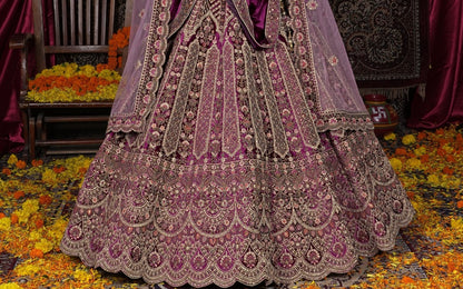 New Semi Stitiched Velvet Bridal Lehenga Choli