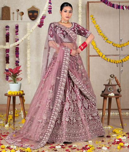 New Semi Stitiched Velvet Bridal Lehenga Choli