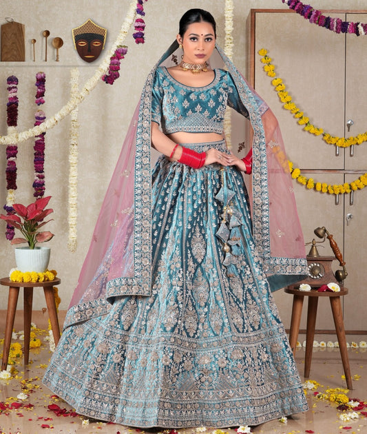 New Semi Stitiched Velvet Bridal Lehenga Choli
