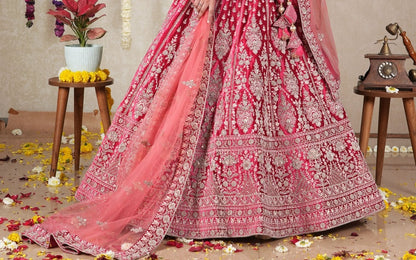 New Semi Stitiched Velvet Bridal Lehenga Choli