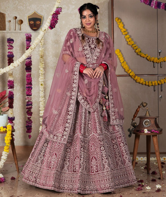 New Semi Stitiched Velvet Bridal Lehenga Choli