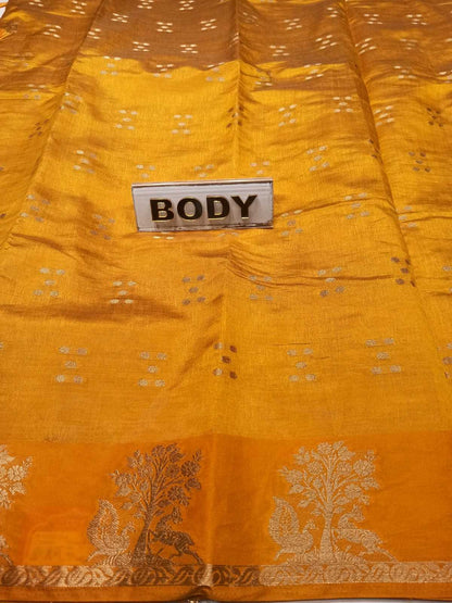 Yellow fabric with a label labeled 'BODY' on a yellow background