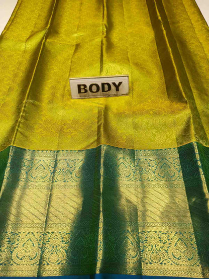 Green fabric with a label labeled 'BODY' on a white background