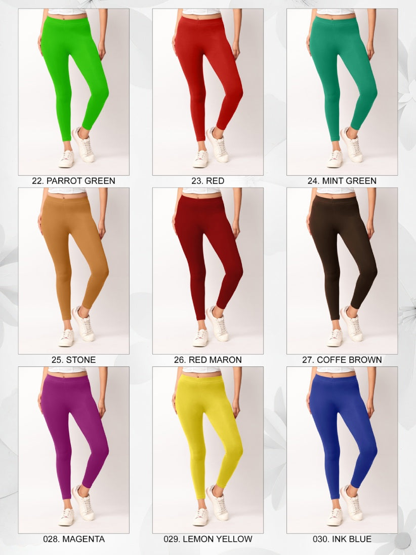 Ankle length Cotton+Lycra stretchable leggings.499/- For 3 Pieces