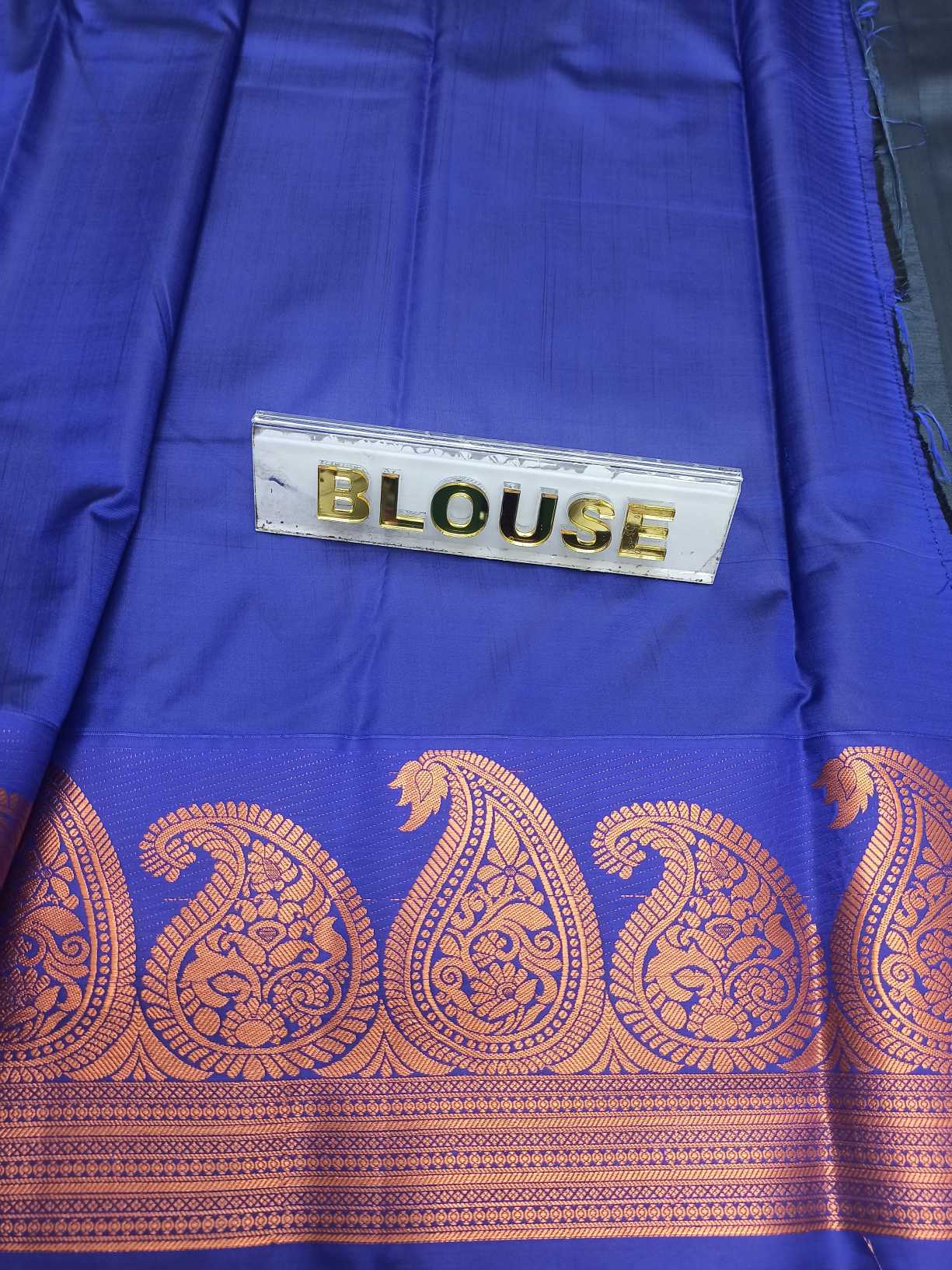 Blue , Brocad Copper Zary, Art Silk Handwoven Wedding Festival Heavy Border Saree