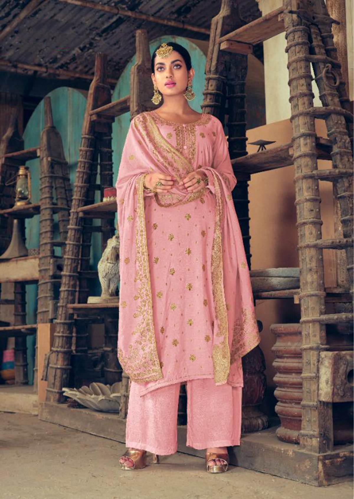Sudarshan Silks Pure Hand Work Jacquard Silk Party Wear Palazzo Suits Collection CG-1104