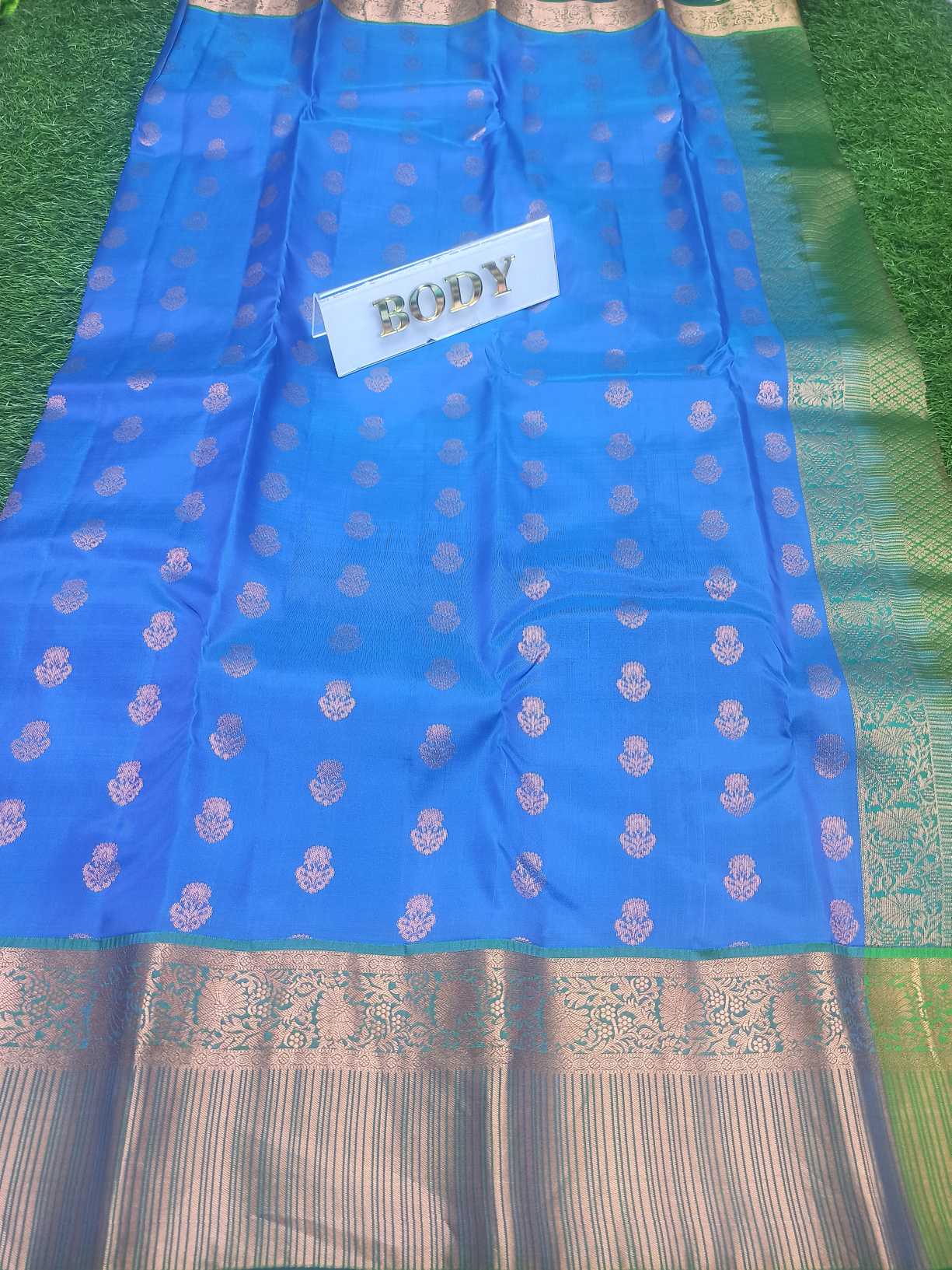 Blue Half Silk Handwoven Wedding Festival Heavy Border Saree