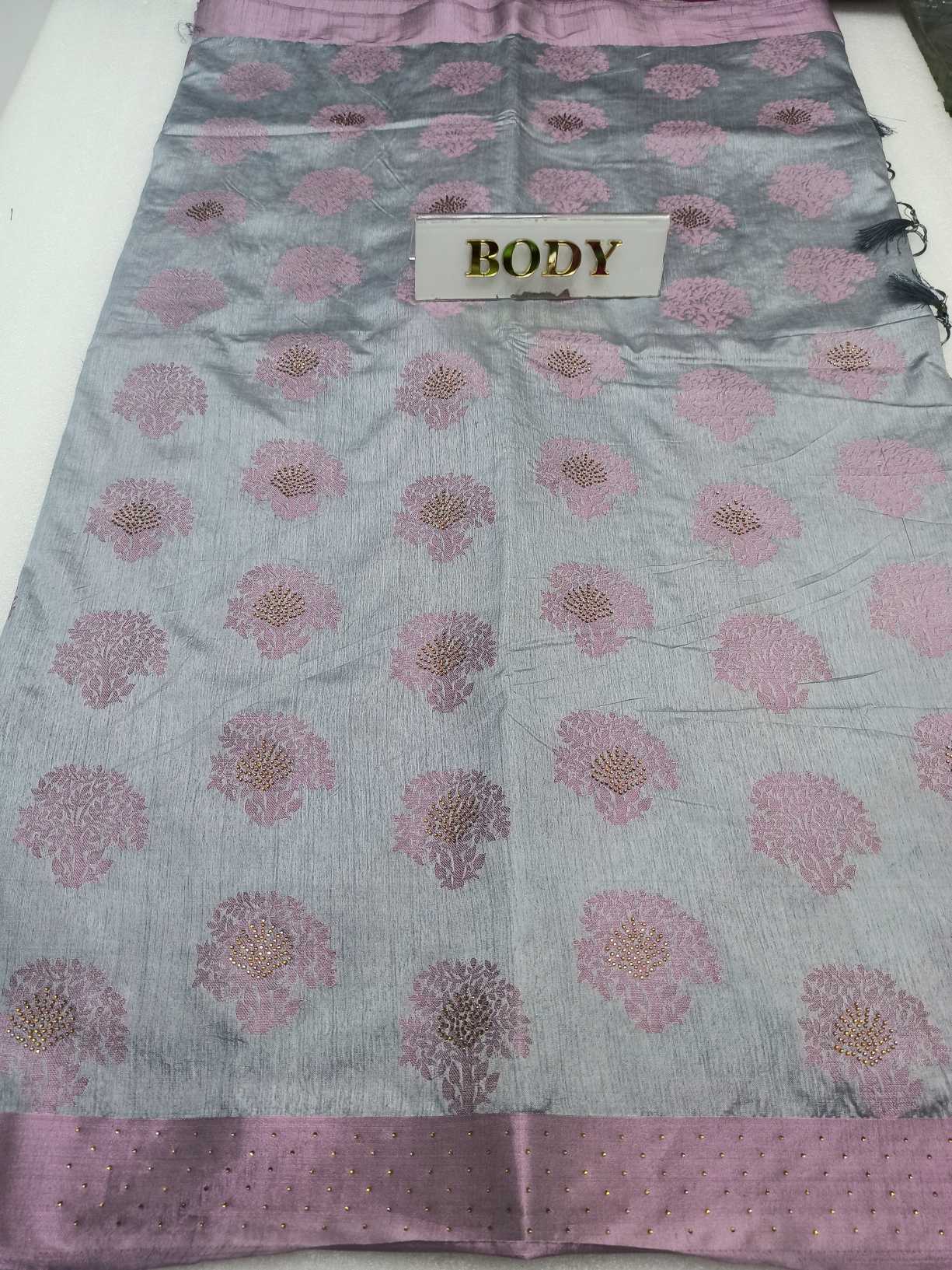 Raw Silk saree With Stone Work